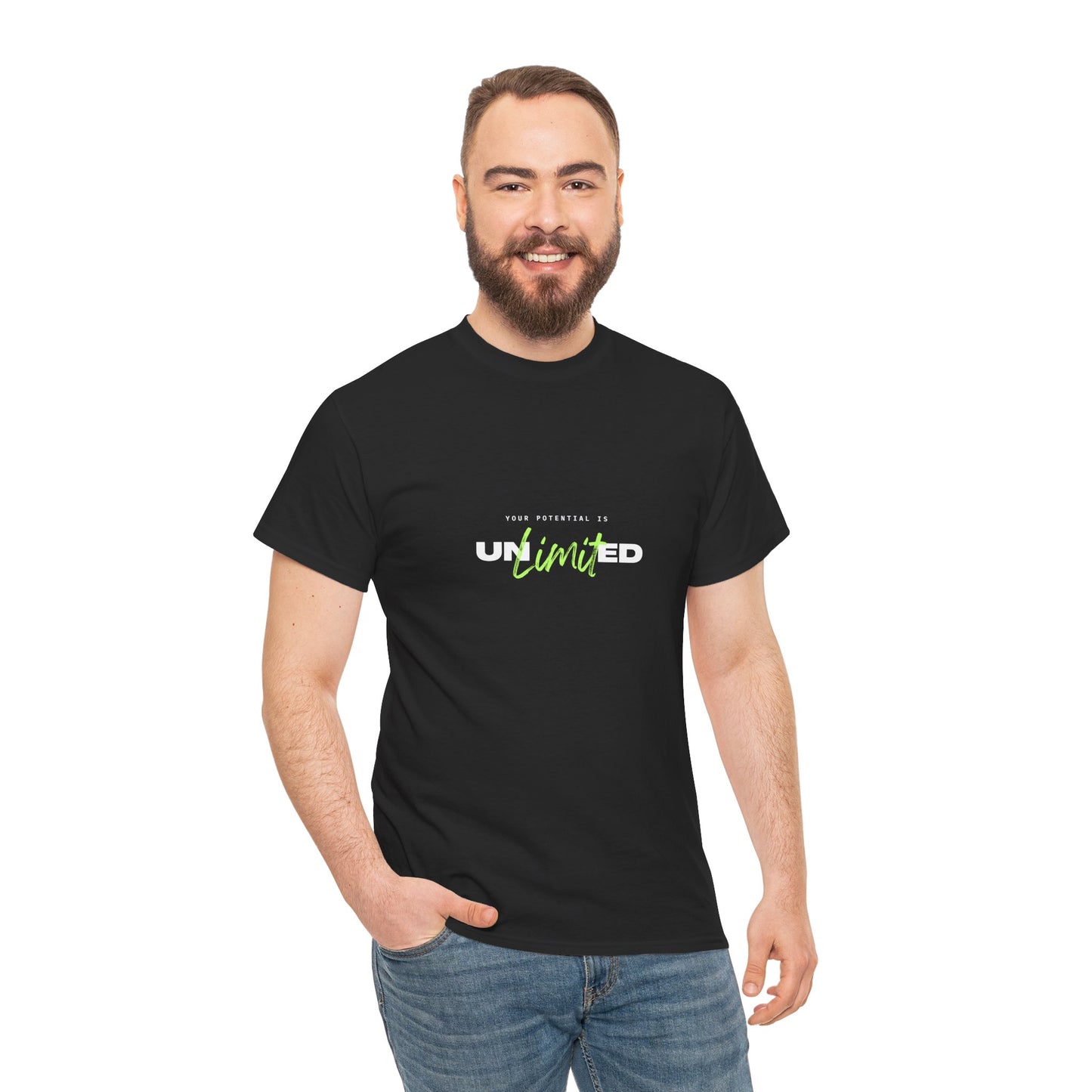 Unlimited T Shirt (White and Green Print)