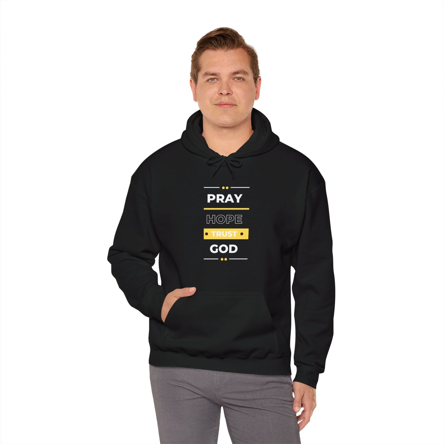 Pray Hope Hoodie (White and Yellow Print)
