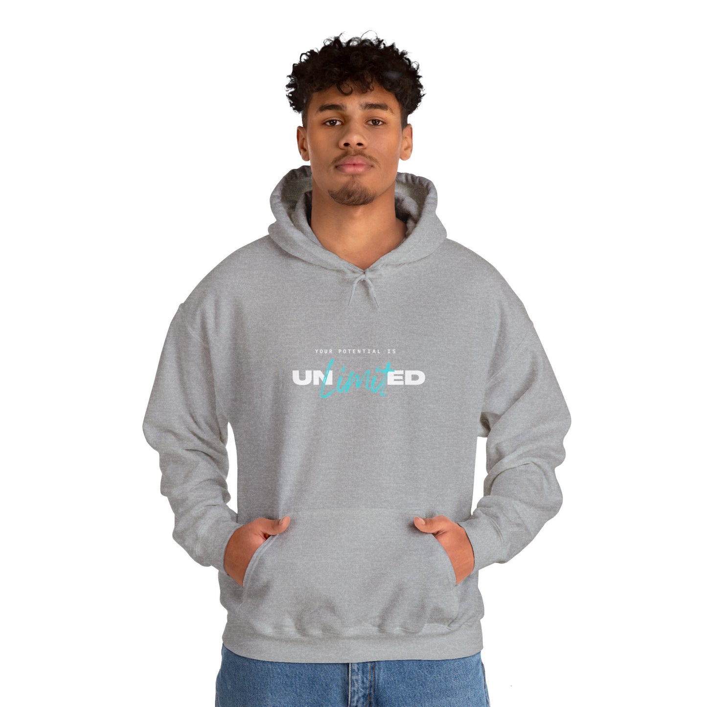 Unlimited Hoodie (White and Blue Print)