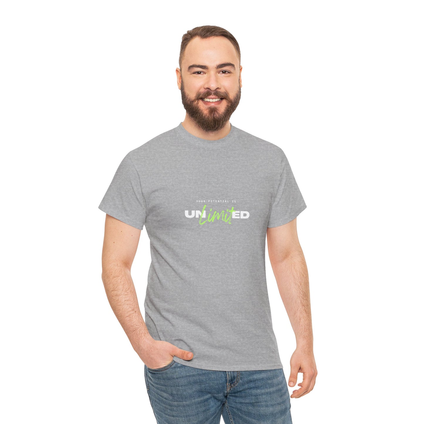 Unlimited T Shirt (White and Green Print)