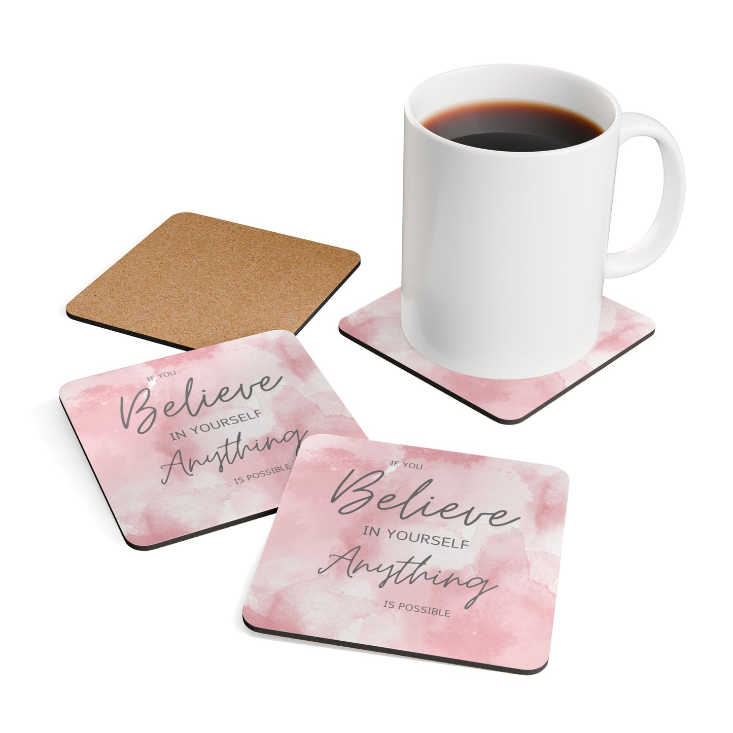 If You Believe Coaster Set Pink