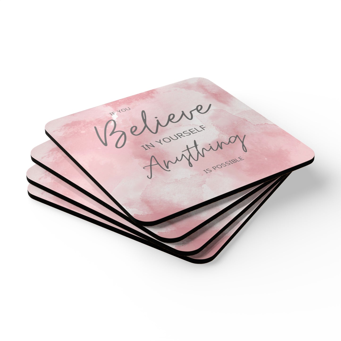 If You Believe Coaster Set Pink