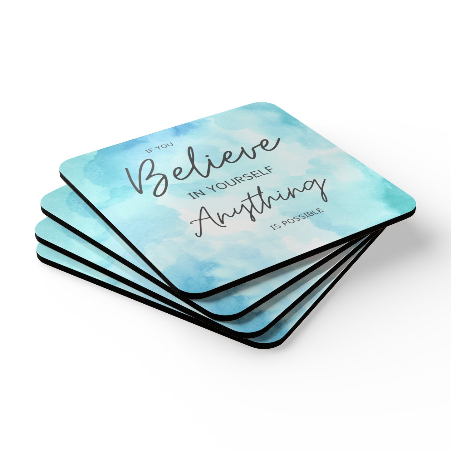If You Believe Coaster Set Blue