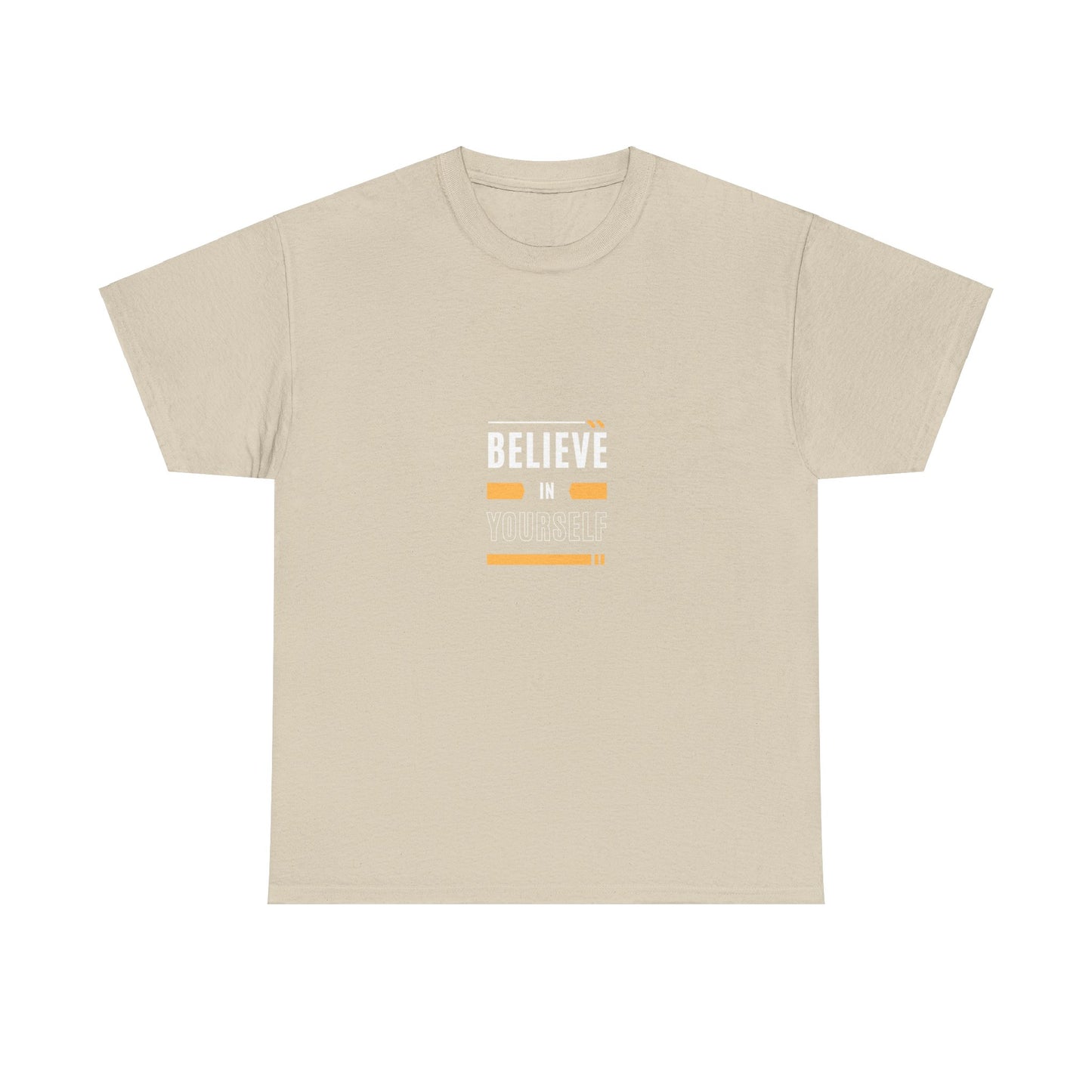 Believe in Yourself T-shirt (White and Orange Print)