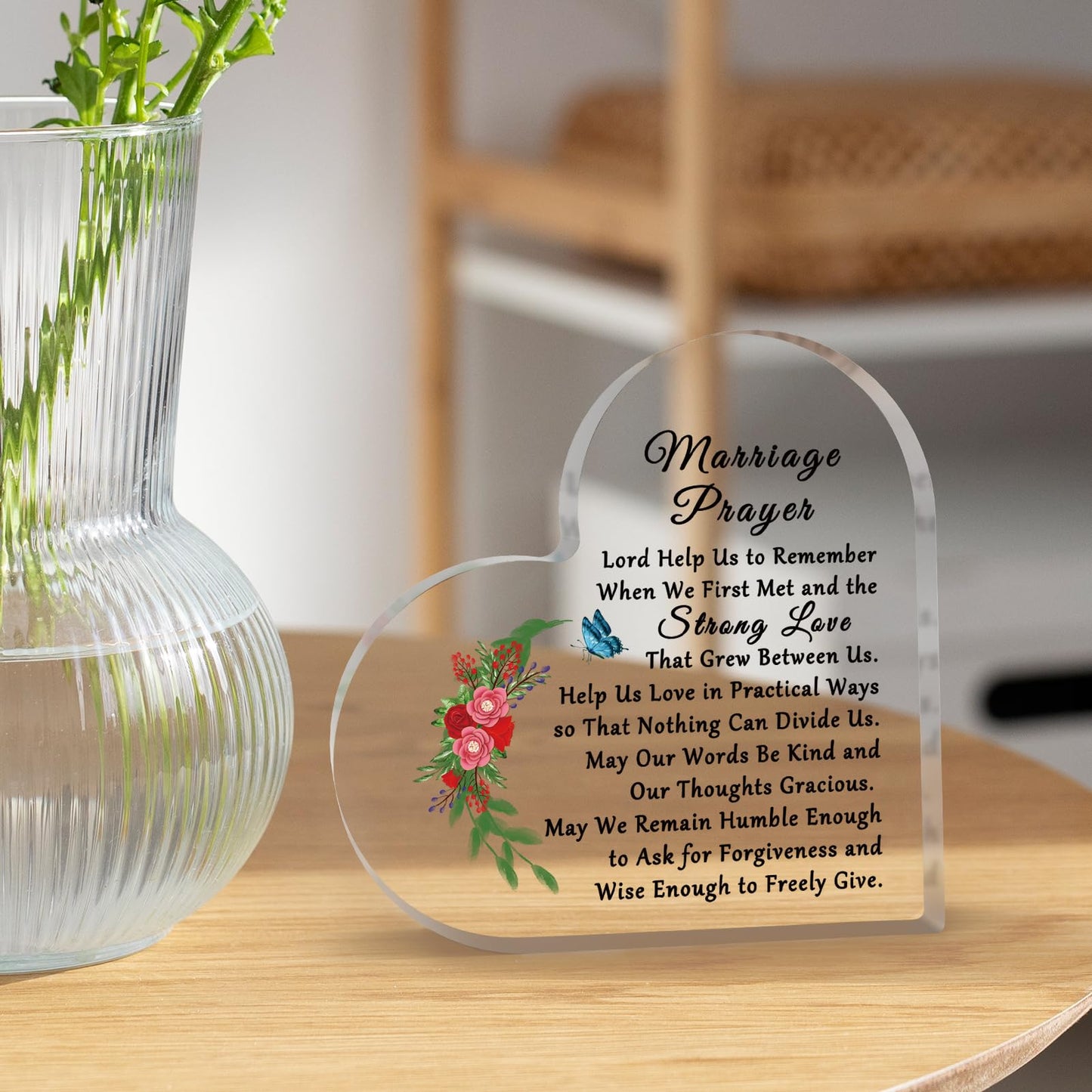 Christian Marriage Acrylic Heart-Shaped Plaque