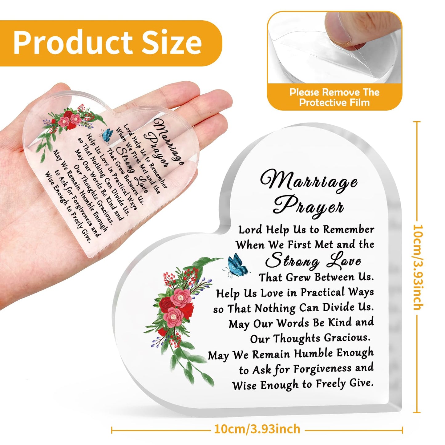 Christian Marriage Acrylic Heart-Shaped Plaque
