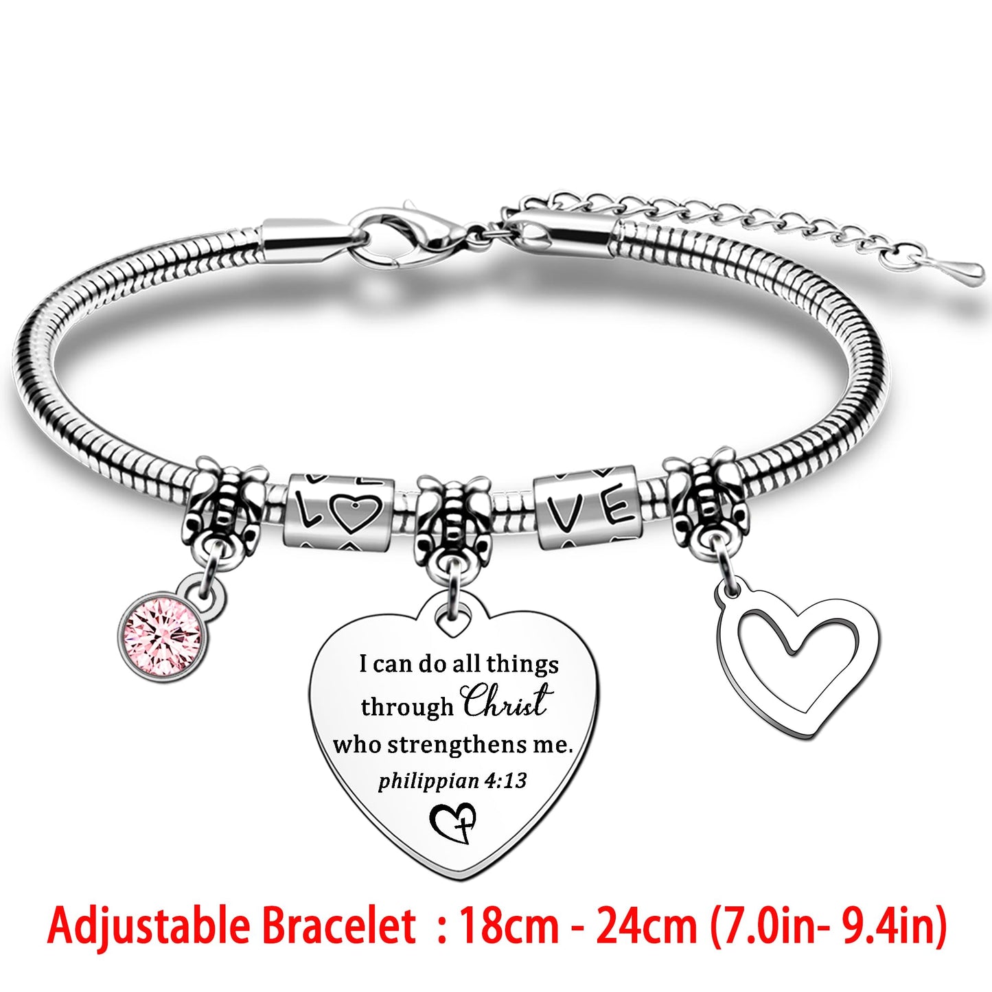 Inspirational Christian Charm Pendant Bracelet