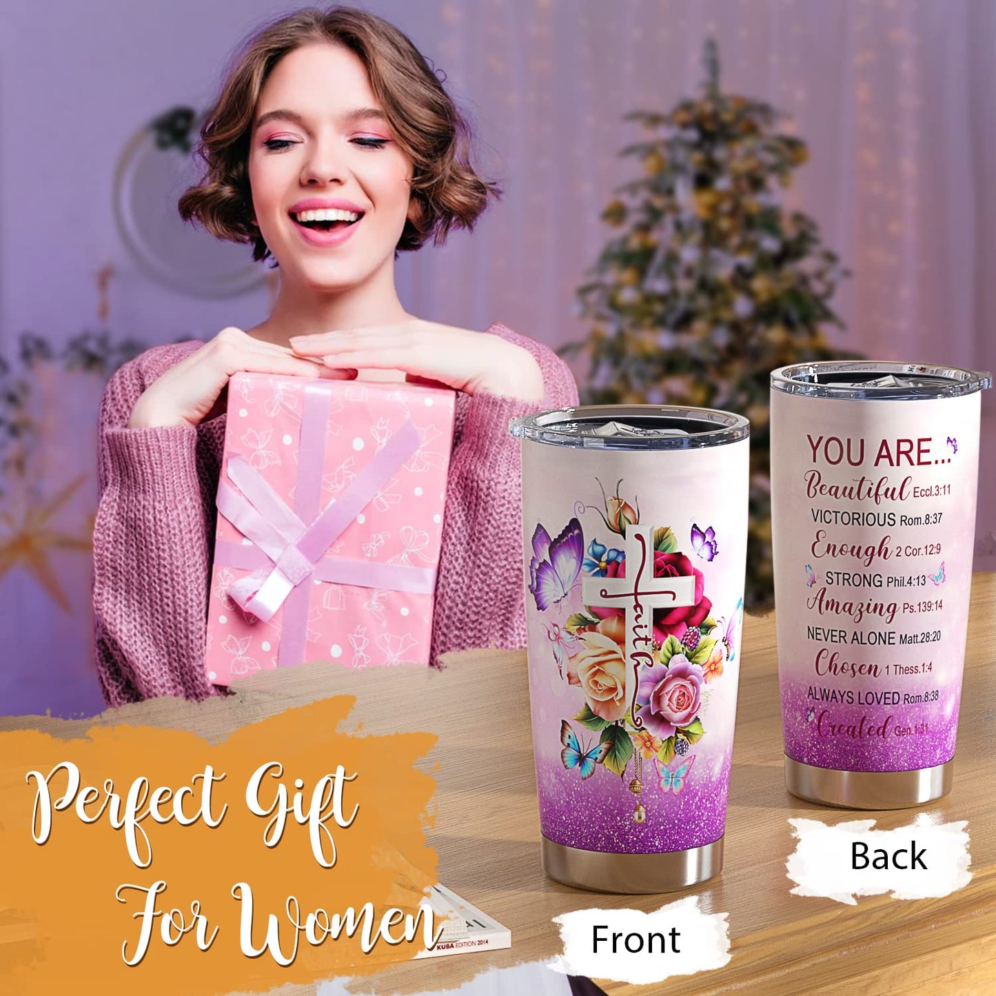 Insulated Wine Tumbler with Bible Verse