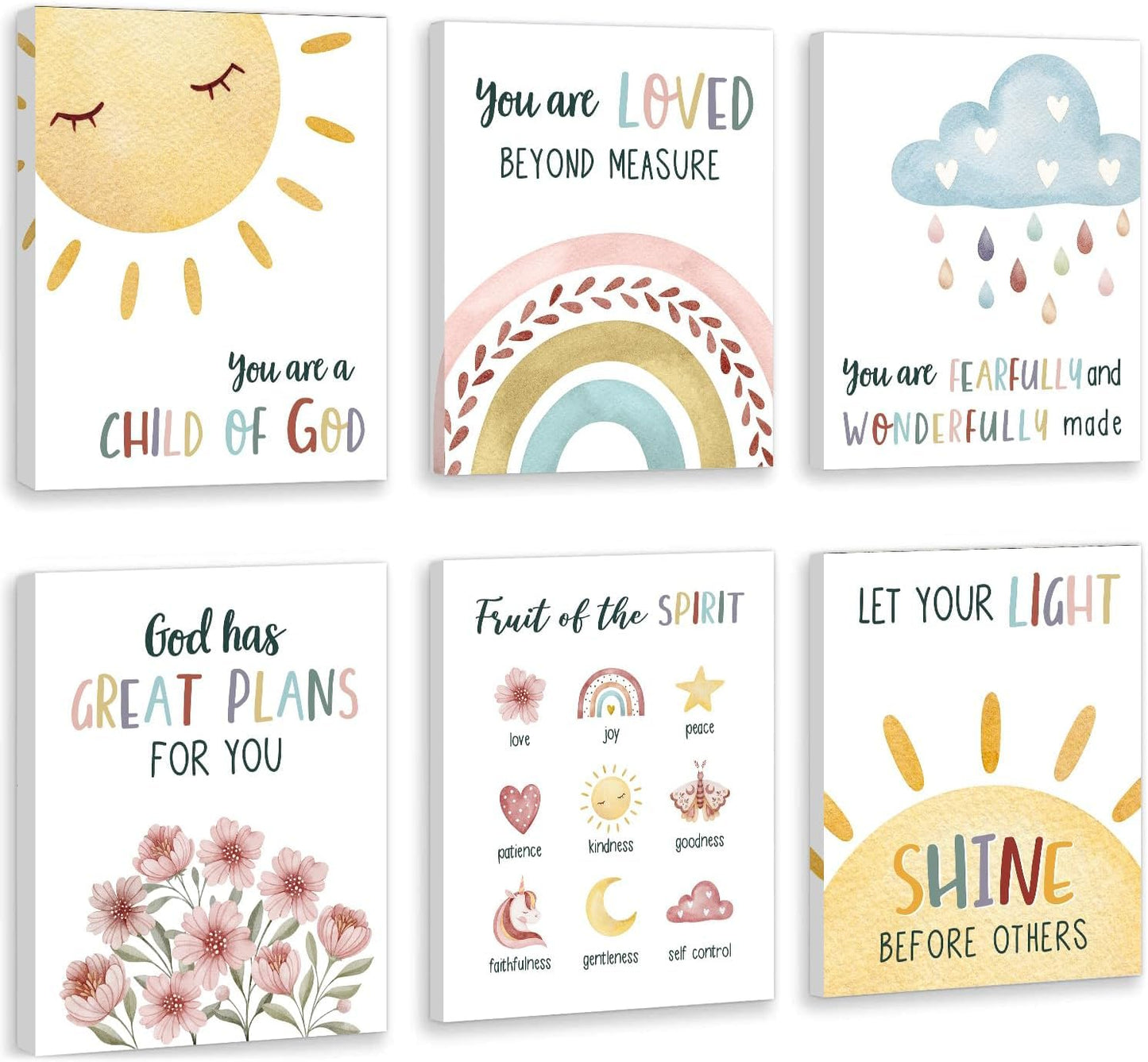 Kids Bible Verses Wall Art, Set of 6 (8’’X10’’)