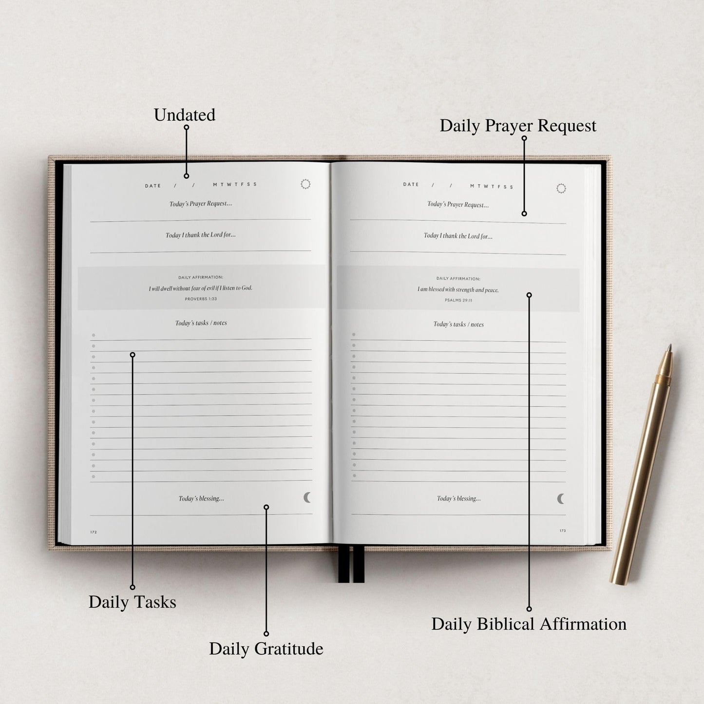 Daily Christian Planner & Goal Setter (Brown PU Leather Hardback)