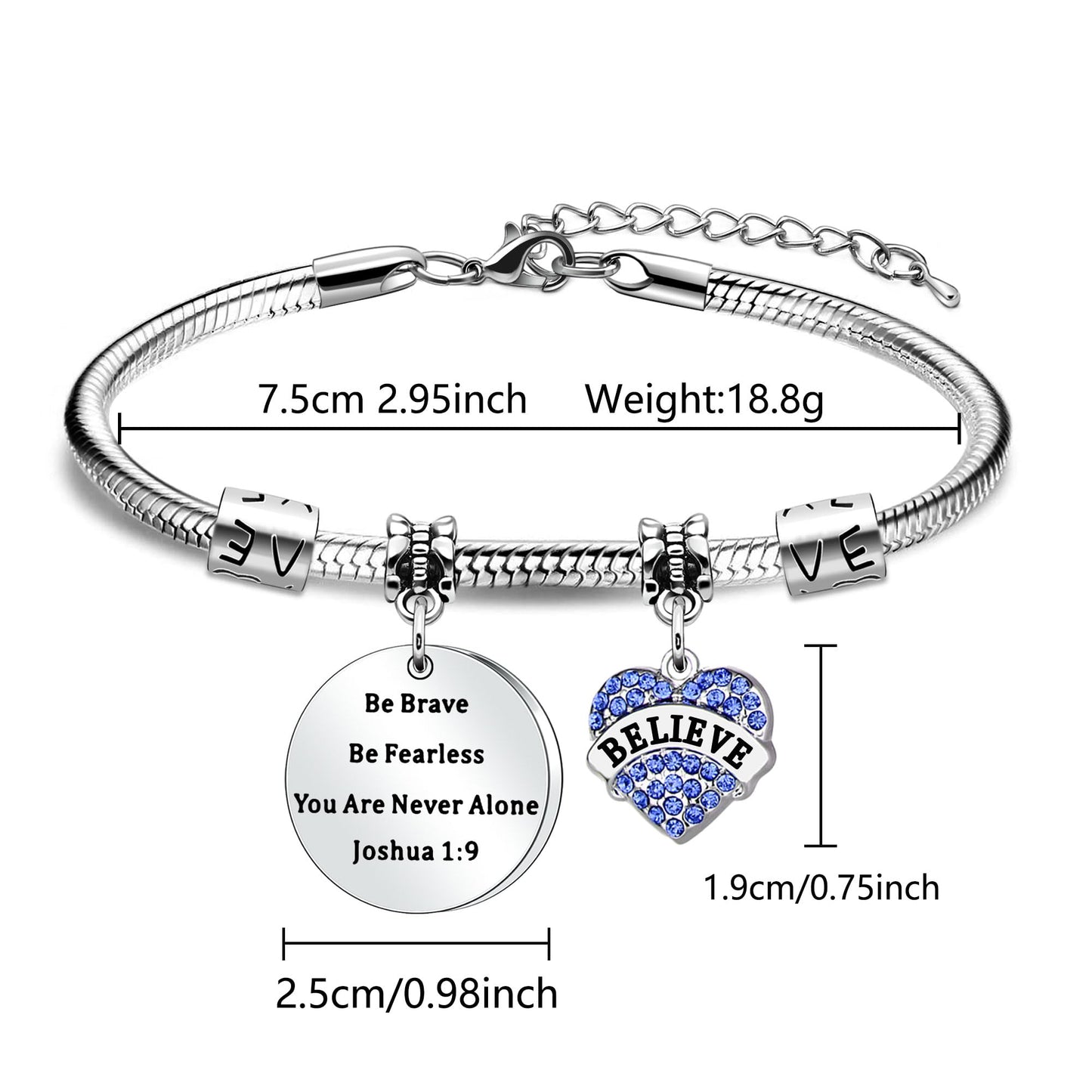 Inspirational Bible Verse Bracelet with Believe Charm
