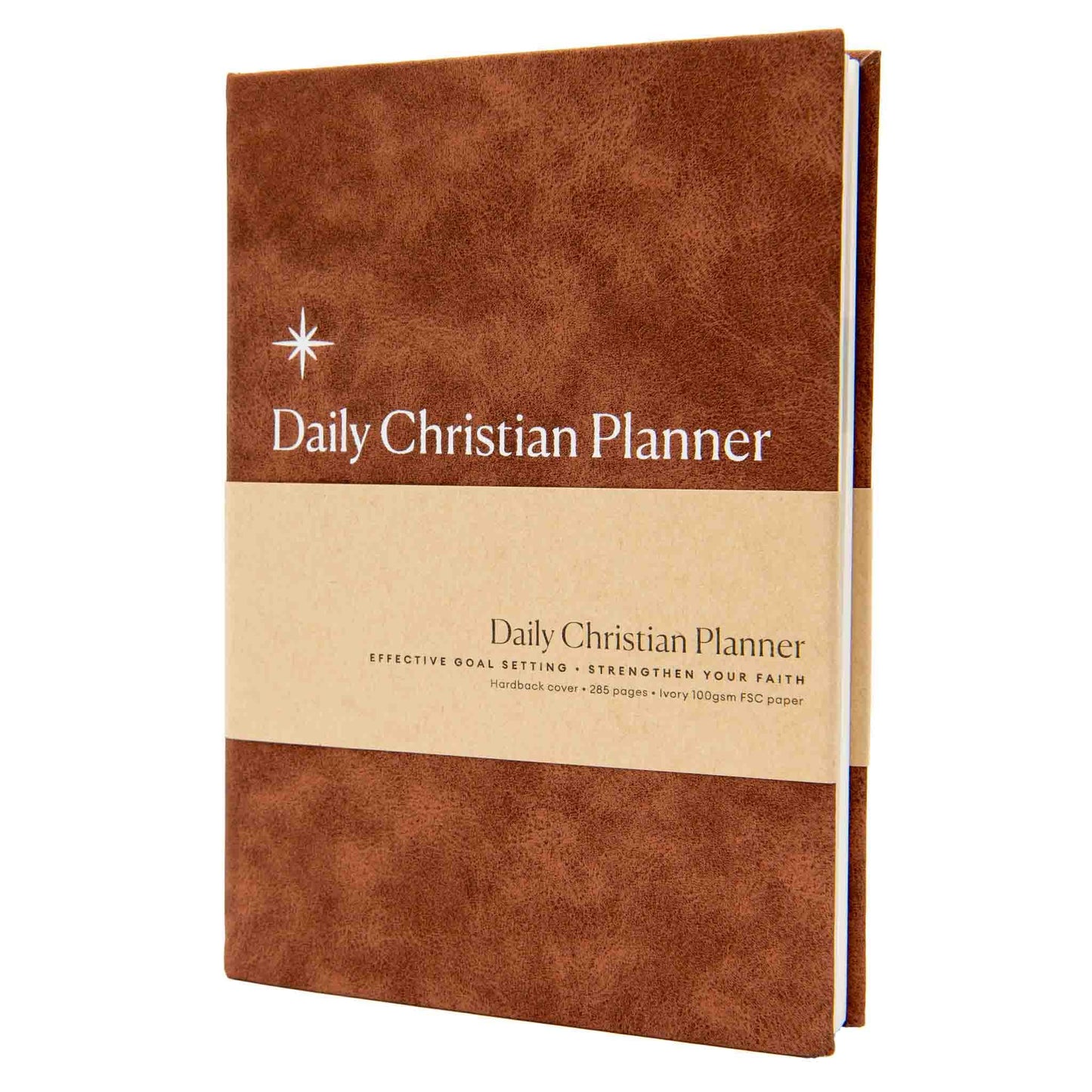 Daily Christian Planner & Goal Setter (Brown PU Leather Hardback)