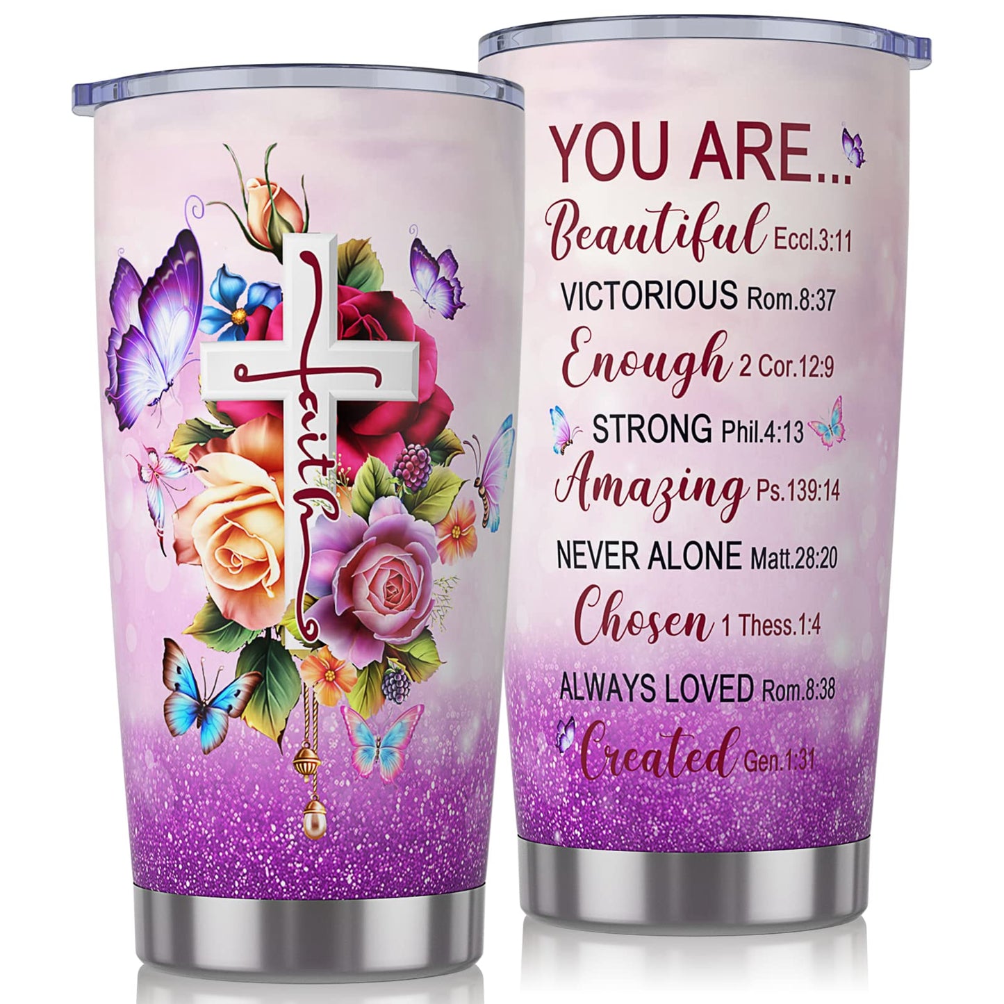 Insulated Wine Tumbler with Bible Verse