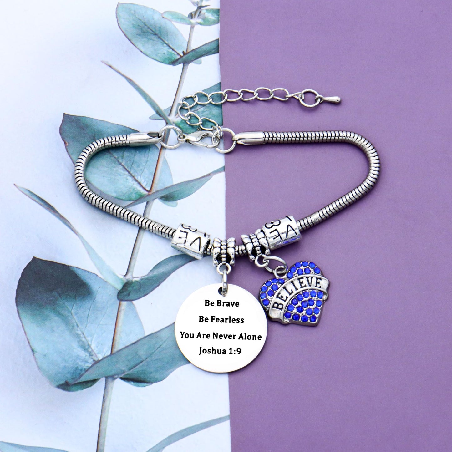 Inspirational Bible Verse Bracelet with Believe Charm