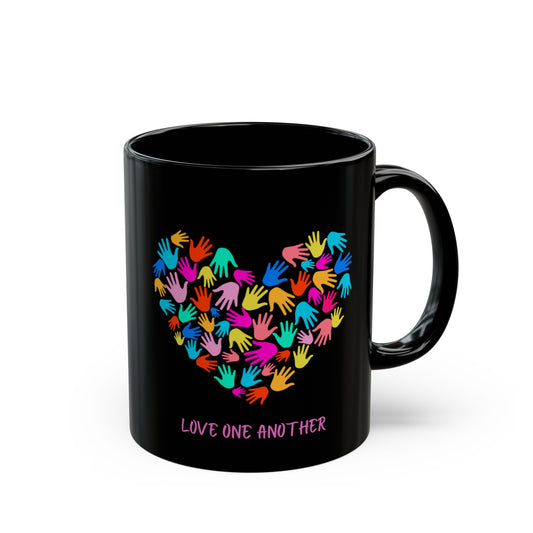 Love One Another Heart Mug Black