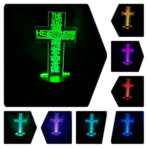 Christian Cross Acrylic LED Mood Changing Desk Lamp