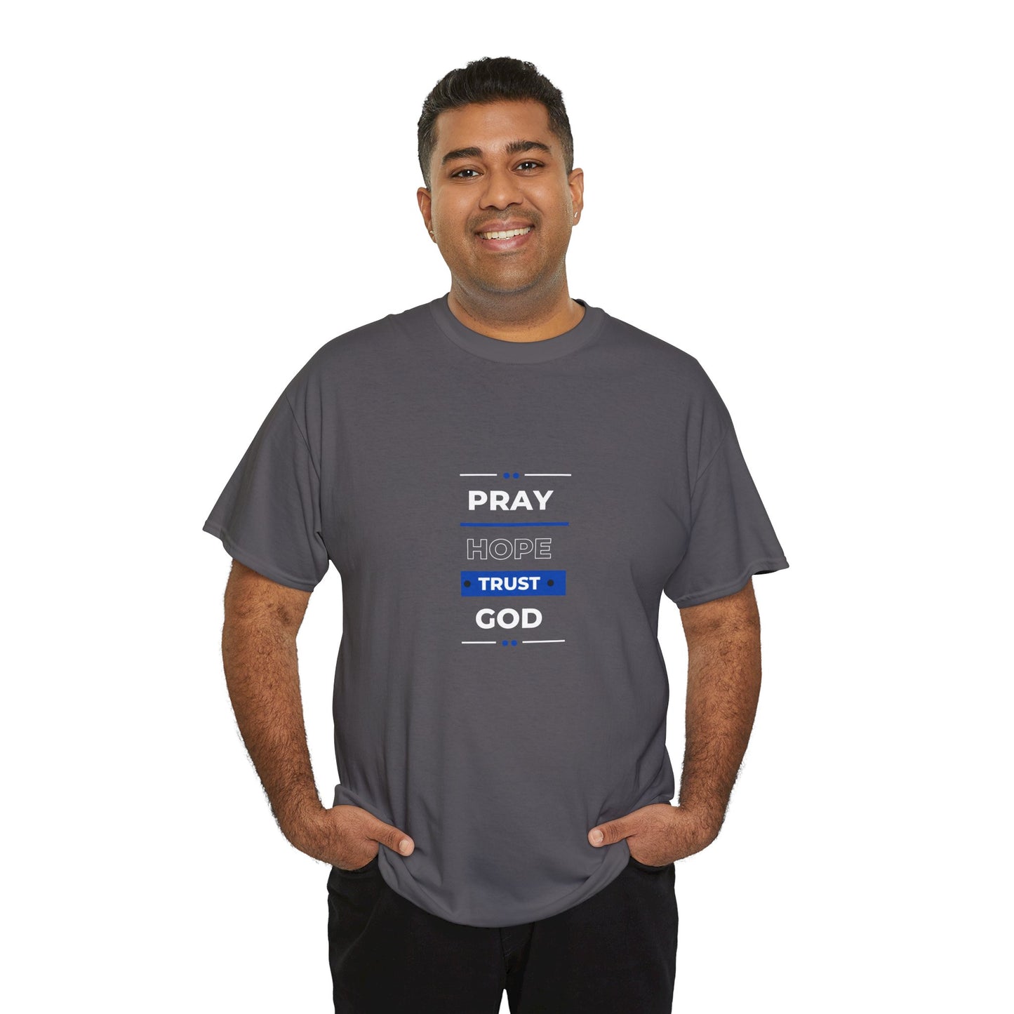 Pray Hope T-shirt (White and Blue Print)