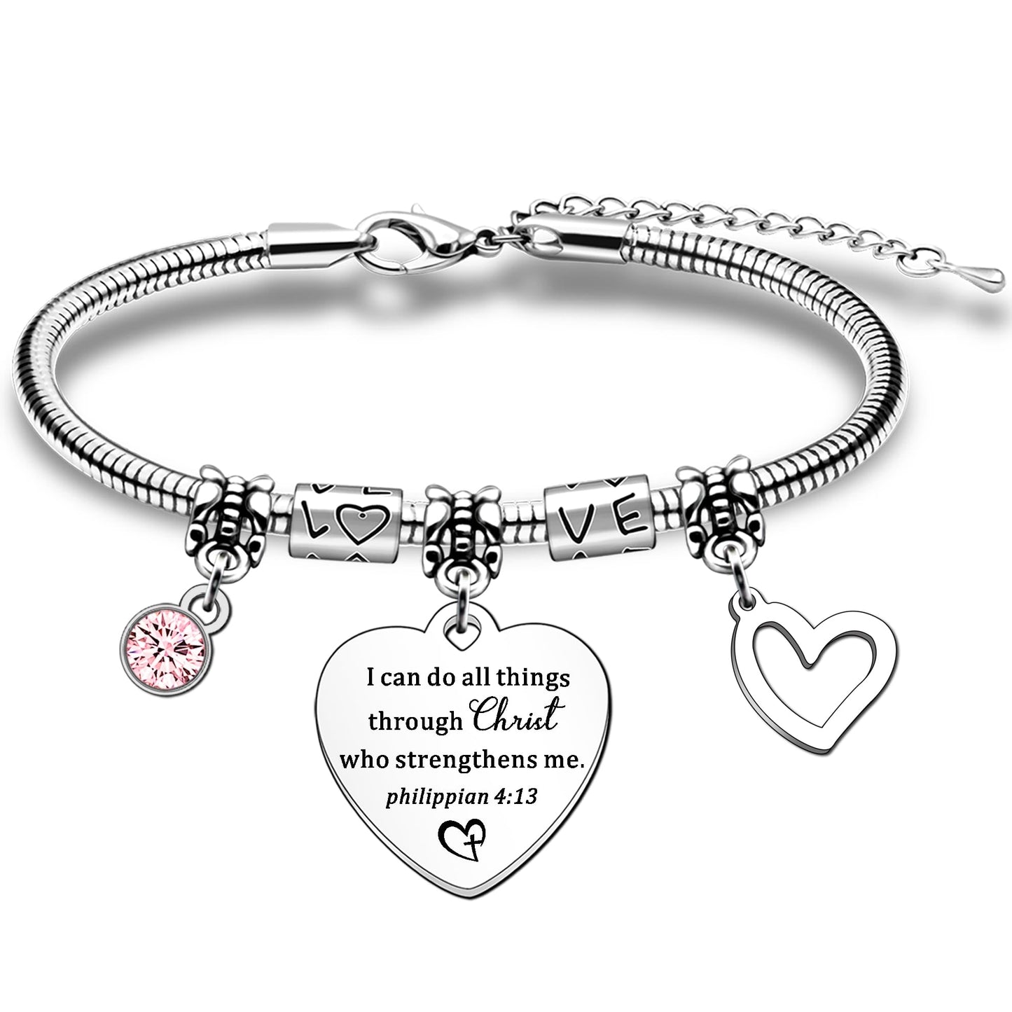 Inspirational Christian Charm Pendant Bracelet