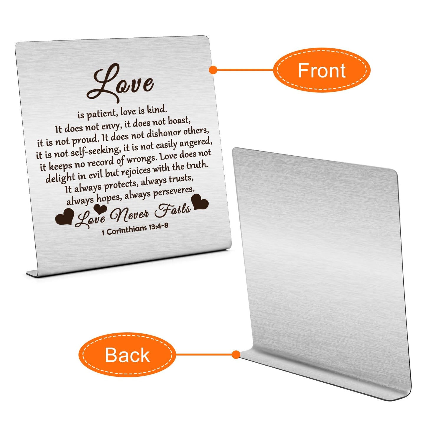 Bible Verse Desk Art Plaque, “Love Is Patient.”