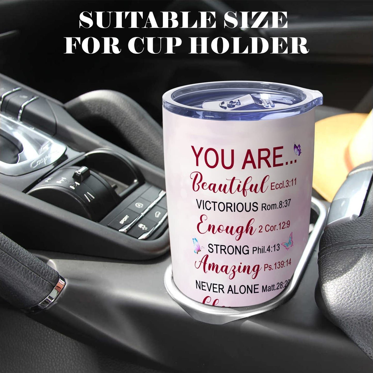 Insulated Wine Tumbler with Bible Verse