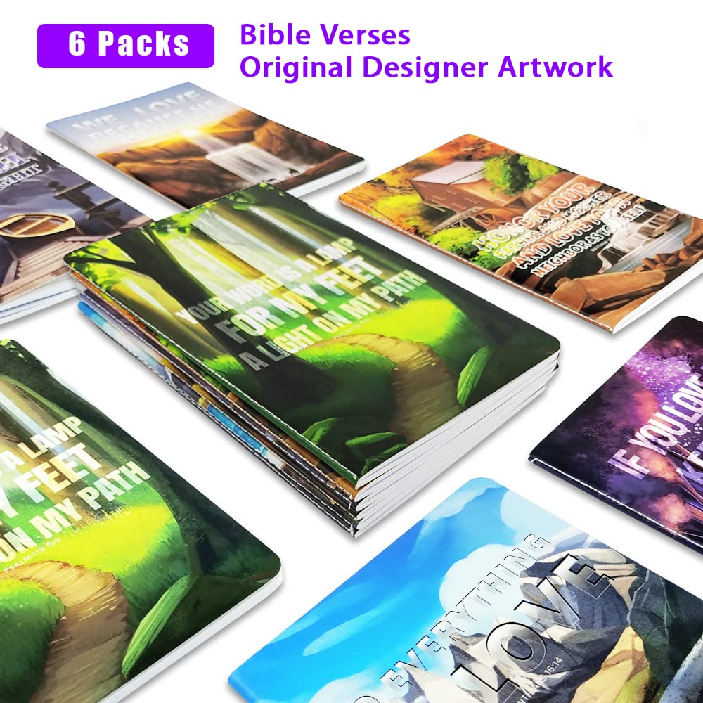 6 Pack Christian Notebooks with Bible Verse