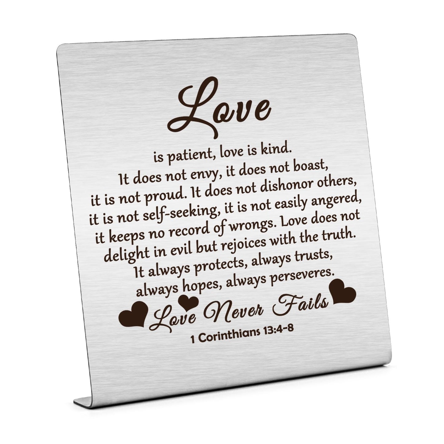 Bible Verse Desk Art Plaque, “Love Is Patient.”