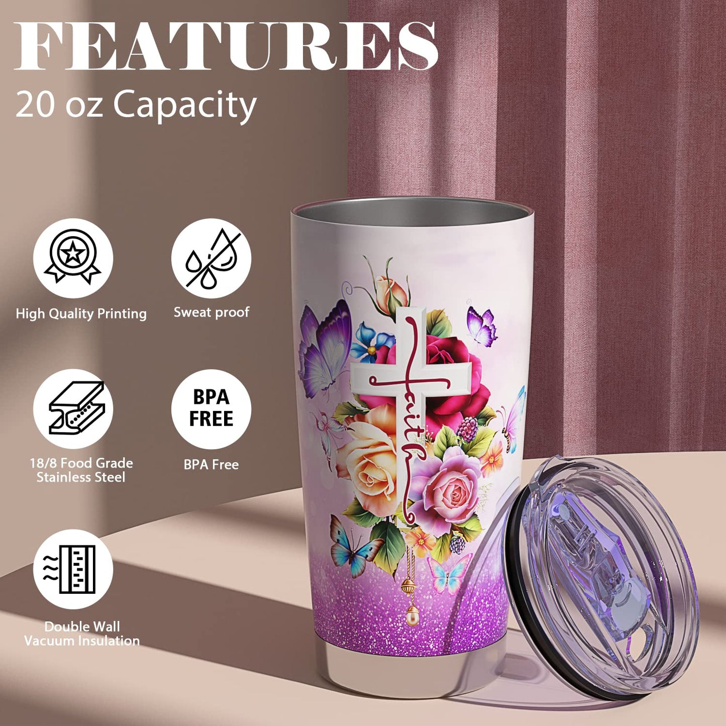 Insulated Wine Tumbler with Bible Verse