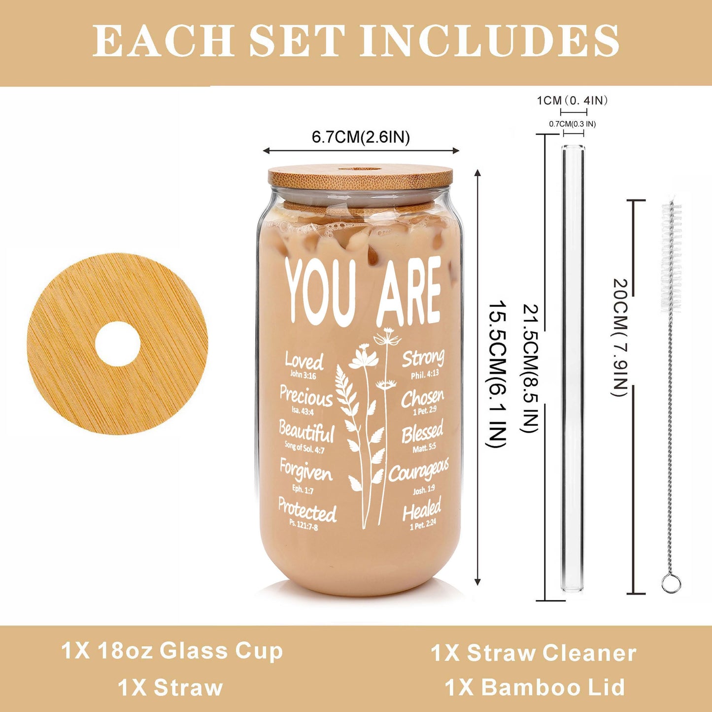 18 oz Glass Coffee Cups