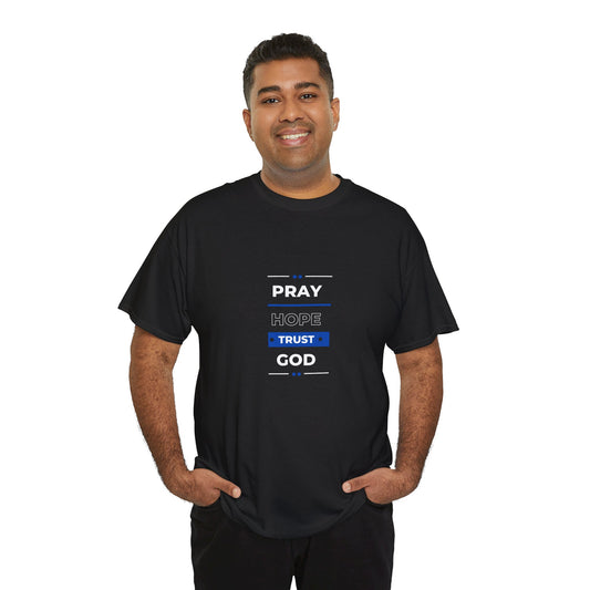 Pray Hope T-shirt (White and Blue Print)