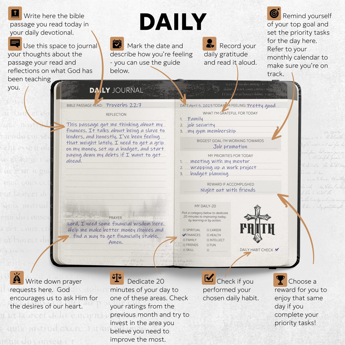 Leather Christian Bible Prayer Journal For Men